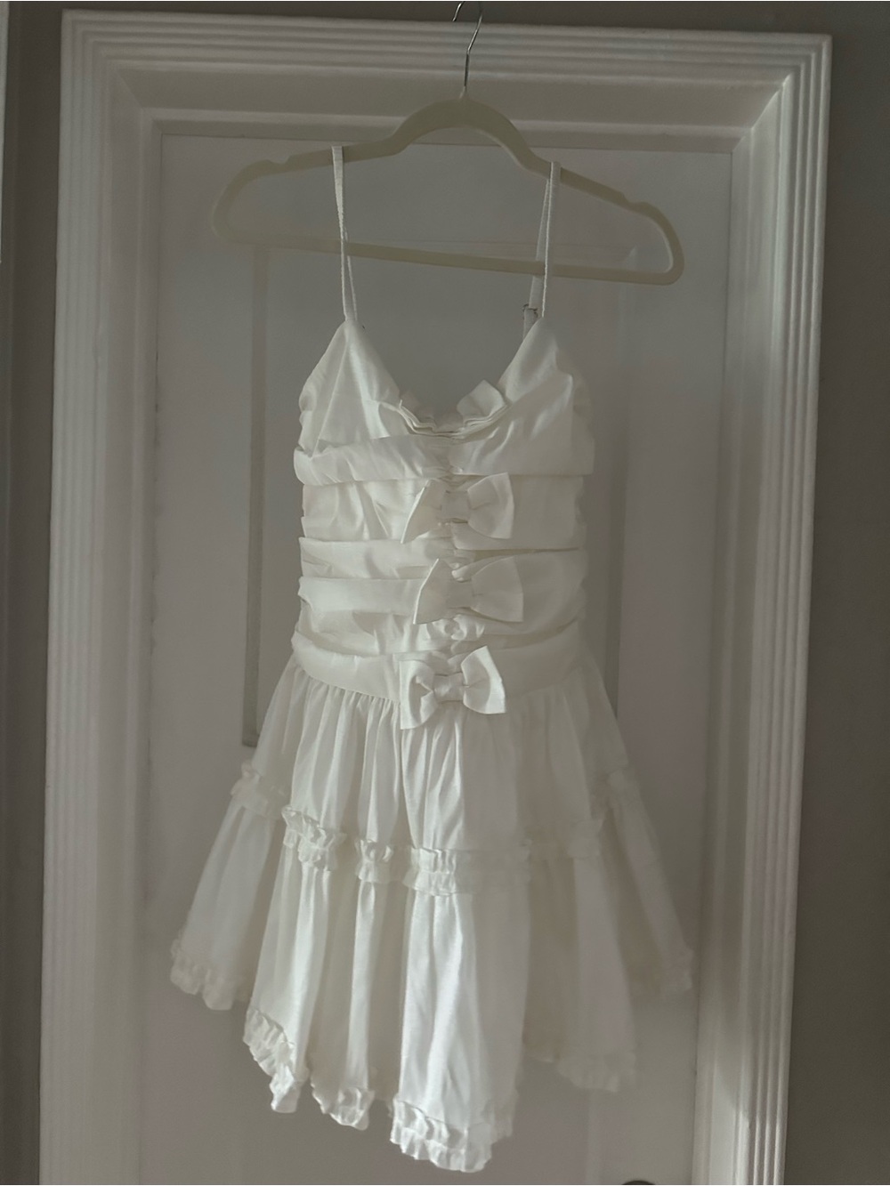 For Love & Lemons White Mini Dress with Bow Details